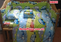 Bộ chăn ga gối quây cũi ô tô cốm XKE